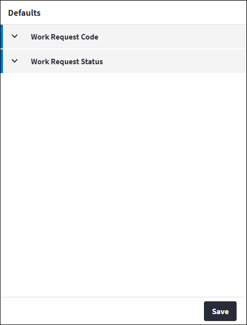 Work Requests Defaults Screen