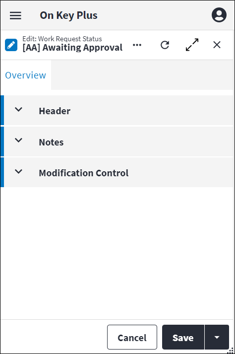 Work Request Status Screen